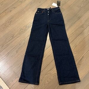 RE/DONE jeans 26 70S Ultra High Rise Wide Leg  Dark Wash Rigid Like